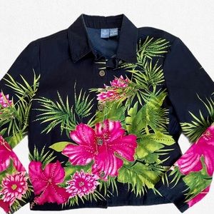 Vintage 90s floral denim button up